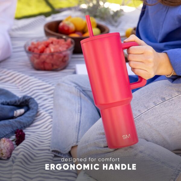 Simple Modern 40 oz Trek Tumbler with Handle and Straw Lid | Cup Holder Friendly Insulated Stainless Steel Travel Mug | Almond Birch